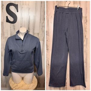 RBX Grey Blue Sweatshirt Pants Set Womens Size Small S Half Zip Pullover Loungew